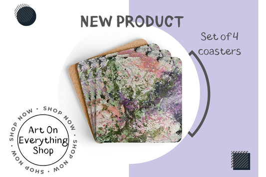 NEW to the ArtOnEverythingShop on Etsy: High-Gloss Cork Coaster Set